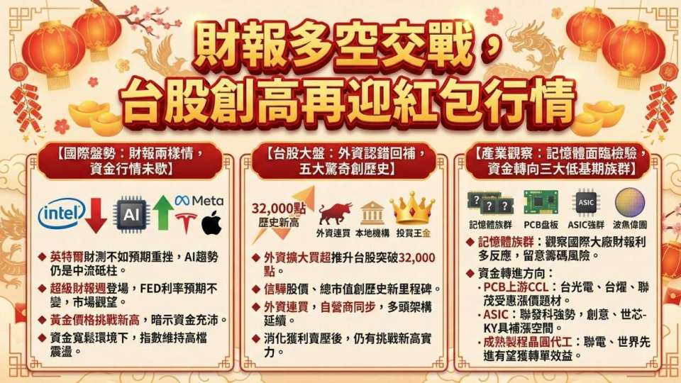英特爾重挫不礙多頭火種！台股站上 32000 點後的資金新流向