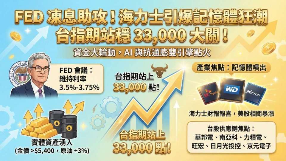 台指期站上 33,000！海力士引爆全球記憶體行情